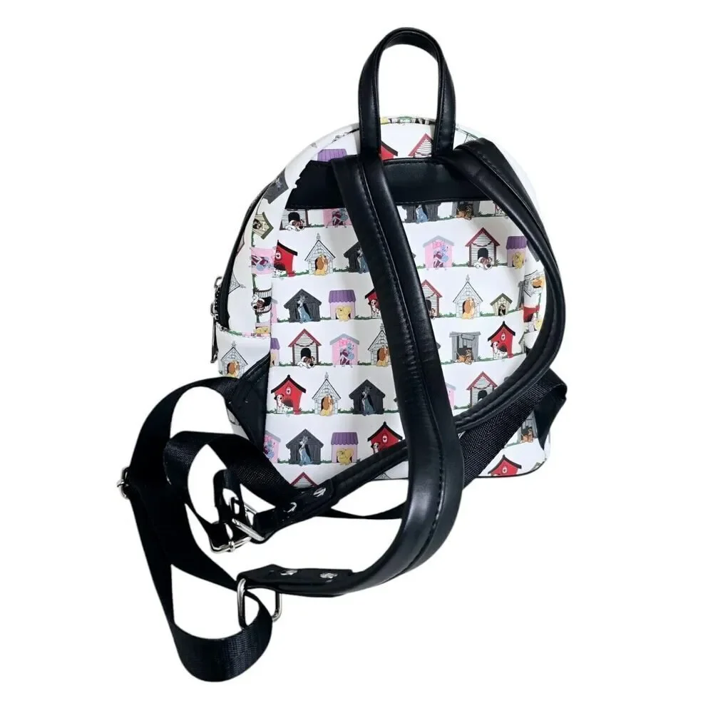Loungefly Disney Dogs Doghouse Allover Print Mini Backpack Dodger Lady Tramp EUC